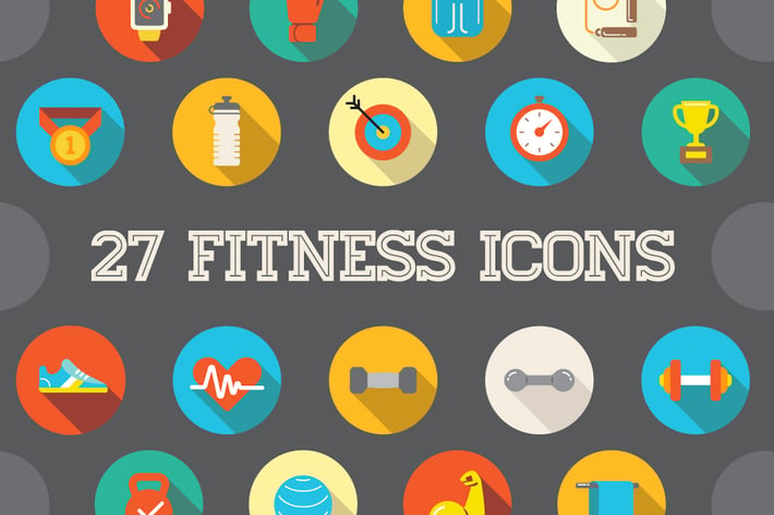 27 Vector Fitness Flat Icons Set