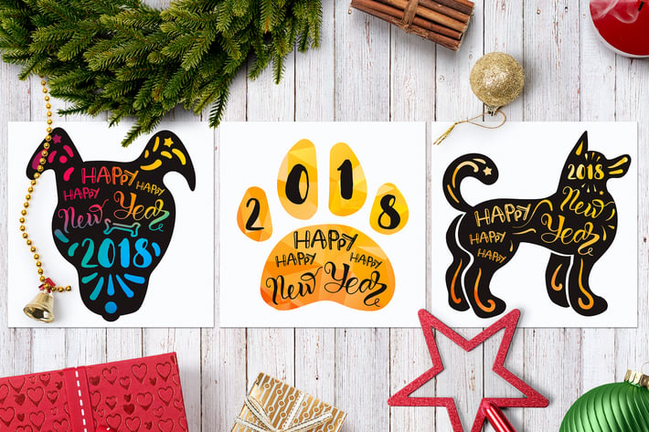 Happy New 2018 Year With Dog