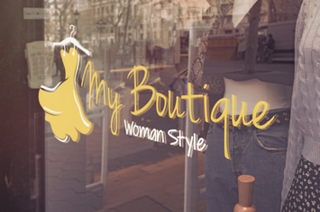 Boutique Logo Glass Mockup