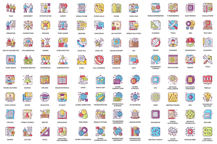 Collection Business Flat Line Icons